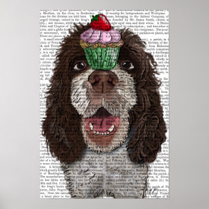 Springer Spaniel with Cupcake Poster