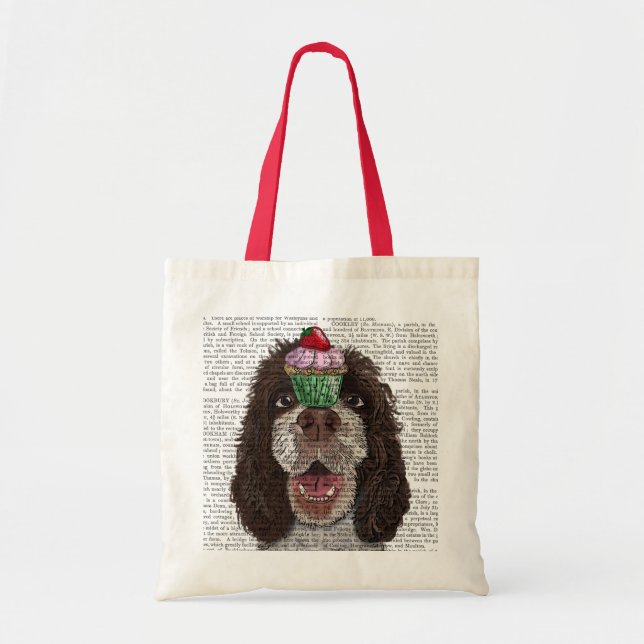 Springer Spaniel with Cupcake Tote Bag (Front)