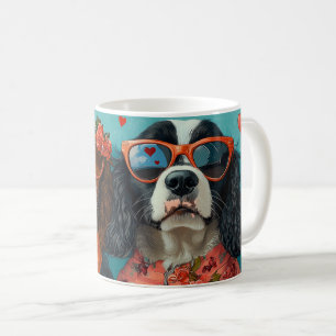 Springer Spaniel with Heart Roses Valentine's Day Coffee Mug