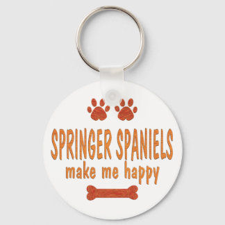 Springer Spaniels Make Me Happy Keychain