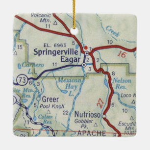 Springerville AZ Vintage Map Ceramic Ornament