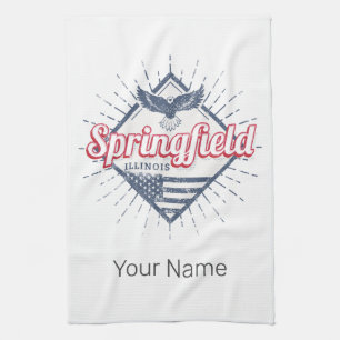 Springfield City Illinois United States Retro USA Kitchen Towel