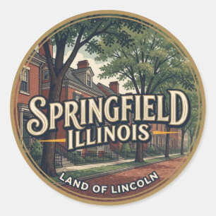 Springfield Illinois Capital Lincoln Travel Classic Round Sticker