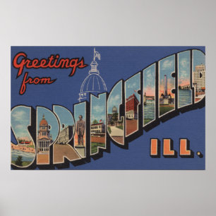 Springfield, Illinois - Large Letter Scenes Poster