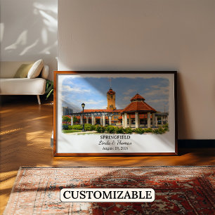 Springfield Illinois Poster, Watercolor, Custom Poster