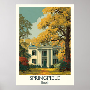Springfield Illinois Vintage Lincoln Home Art Poster