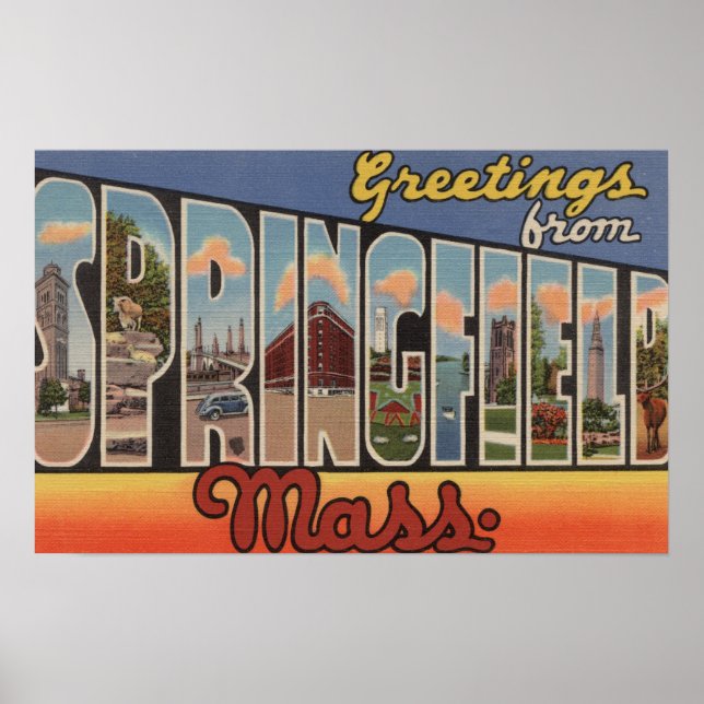 Springfield, Massachusetts - Large Letter Poster (Front)