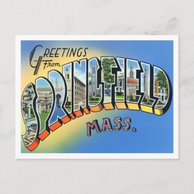 Springfield, Massachusetts Vintage Big Letters Postcard (Front)