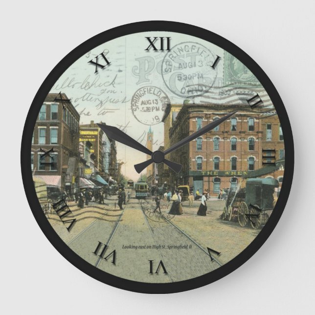 Springfield Ohio Post Card Clock - High St. 1909 (Front)