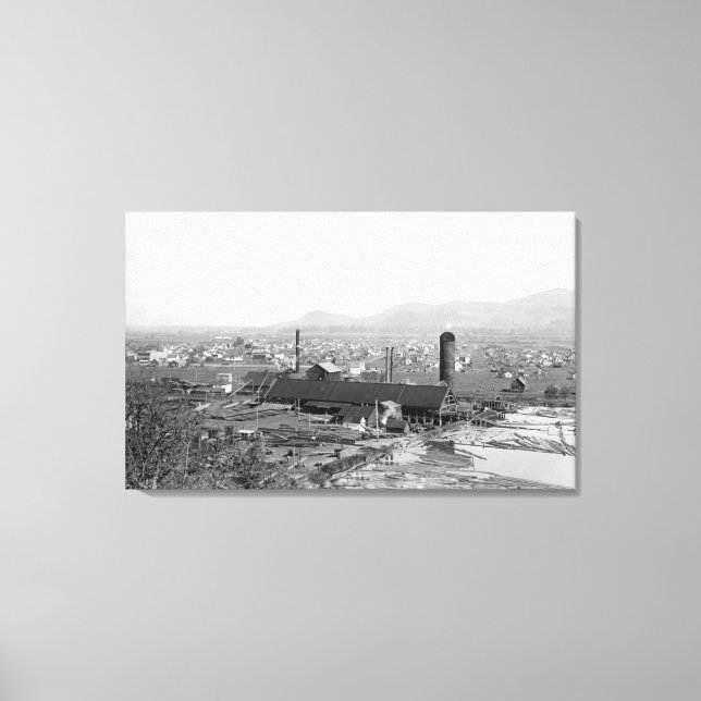 Springfield, OR Town View and Lumber Mills Canvas Print (Front)