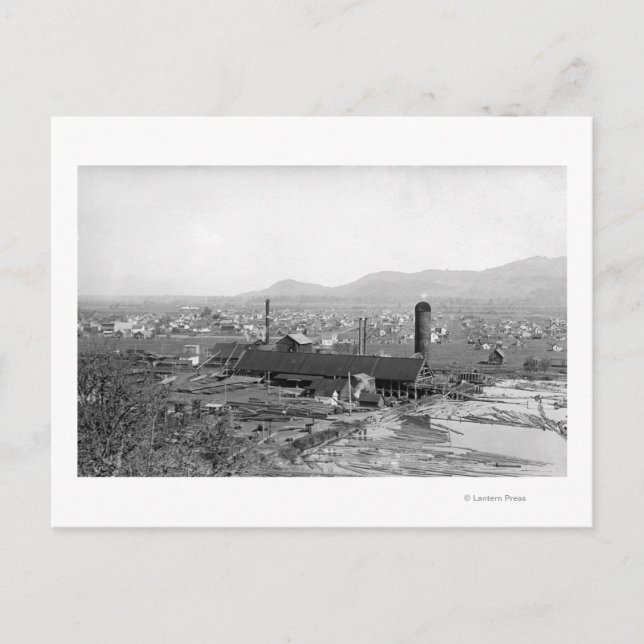 Springfield, OR Town View and Lumber Mills Postcard (Front)