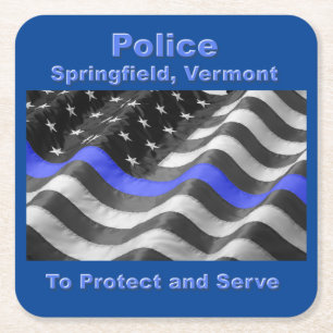 Springfield, Vermont. Police Square Paper Coaster