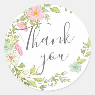 Springflowers wedding collection - thank classic round sticker