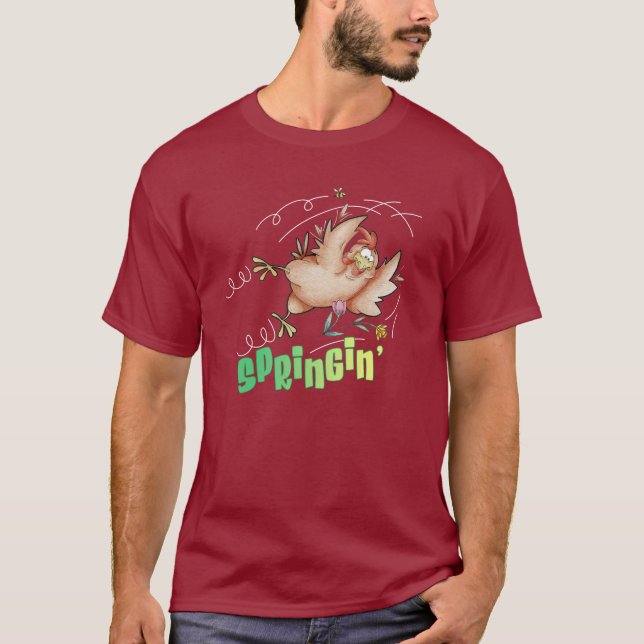 Springin' Chicken dark tee (Front)