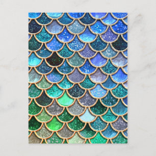 Springlike multicolor Glitter Mermaid Scales Postcard