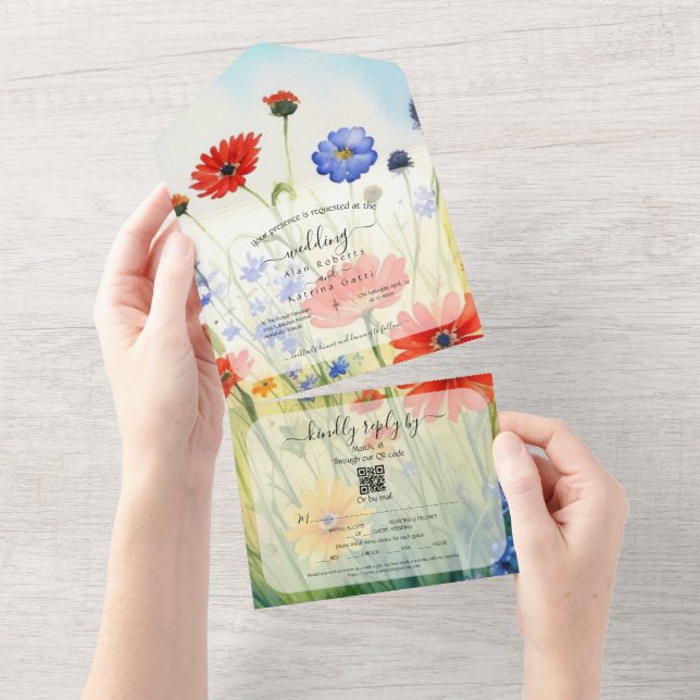 SpringMeadow Wildflowers All in One Wedding Invite (Tearaway)