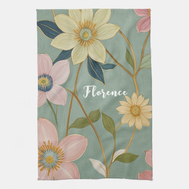 Spring's Gentle Awakening Personalized Kitchen Towel (Vertical)