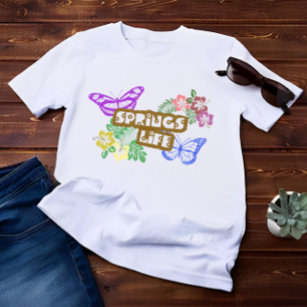 Springs Life season Colour Flowers & Butterfly T-Shirt