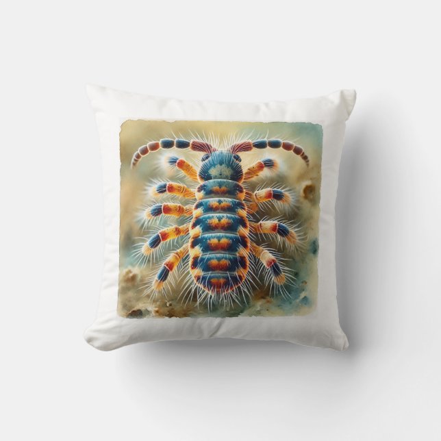 Springtail Insect 270824IREF213 - Watercolor Throw Pillow (Front)