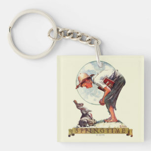 Springtime, 1935 boy with bunny keychain