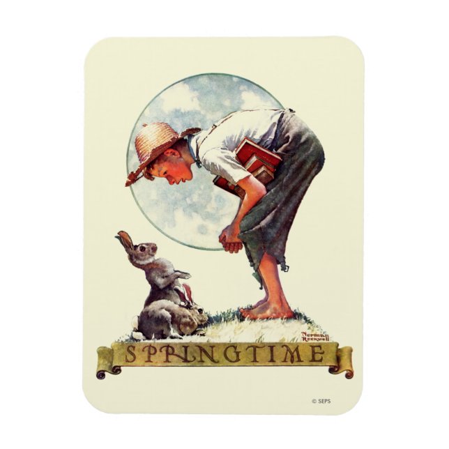 Springtime, 1935 boy with bunny magnet (Vertical)