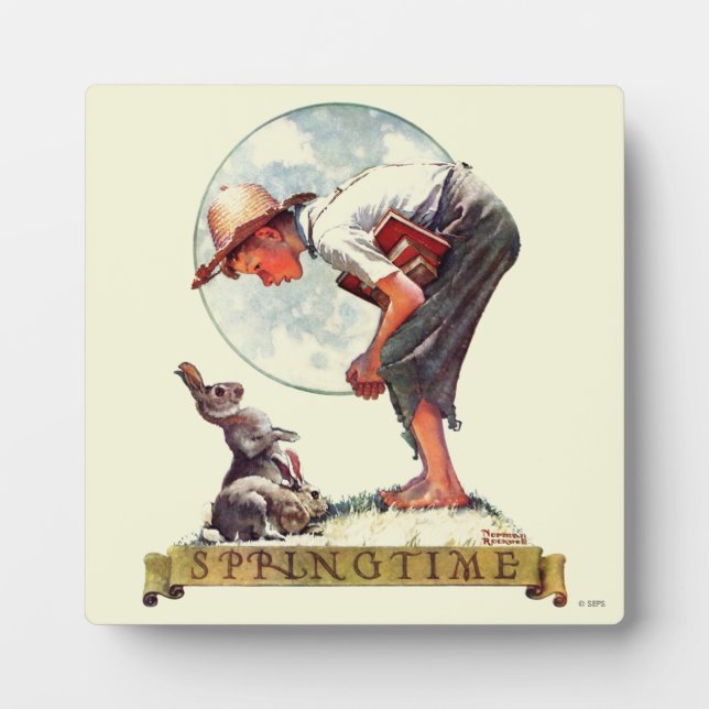 Springtime, 1935 boy with bunny plaque (Front)