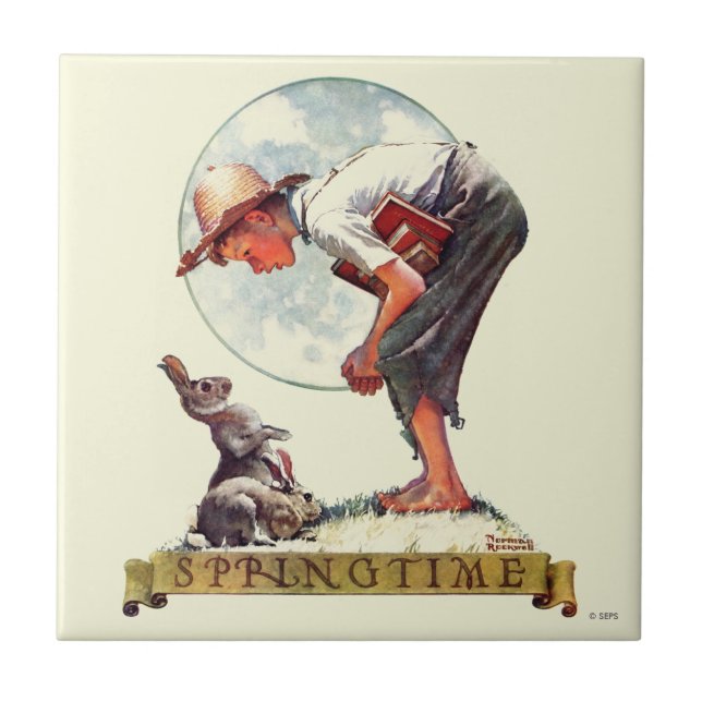 Springtime, 1935 boy with bunny tile (Front)