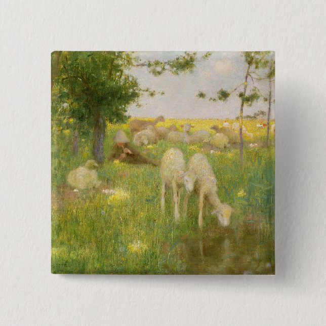 Springtime 2 Inch Square Button (Front)