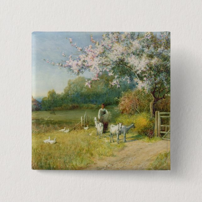 Springtime 2 Inch Square Button (Front)