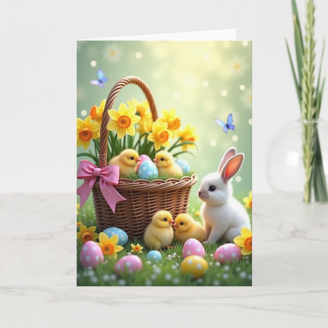 Springtime Basket Scene Card (Front)