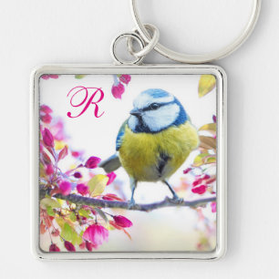 Springtime Bird Monogram Keychain