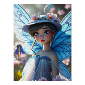 Springtime Bluebell Fairy Art  Poster