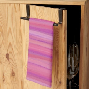 Springtime Blush Abstract Stripes Kitchen Towel