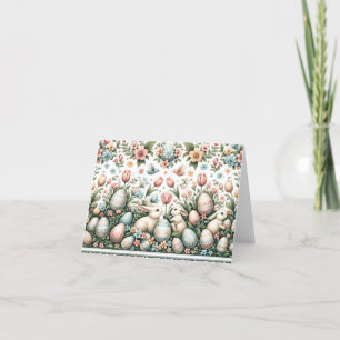 Springtime Bunnies and Easter Joy Pattern Thank You Card