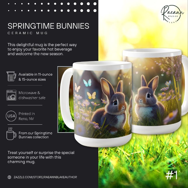 'Springtime Bunnies' Ceramic Mug (Creator Uploaded)