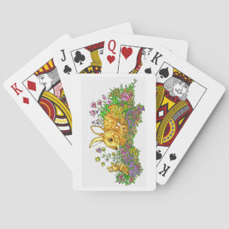 Springtime Bunnies in a Field of Flowers Playing Cards