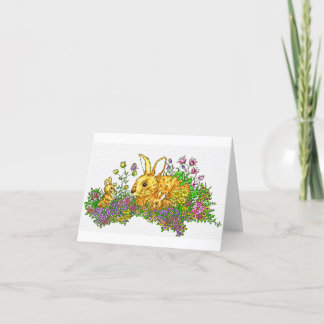 Springtime Bunnies in a Field of Flowers Thank You Card