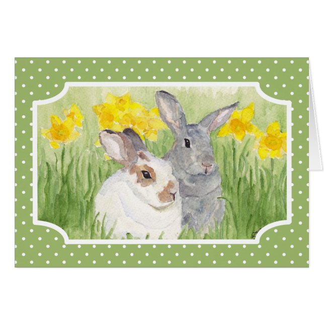 Springtime Bunnies in Flowers (Front Horizontal)