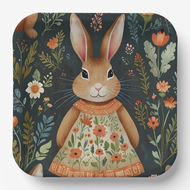 Springtime Bunny Magic Paper Plate  (Front)