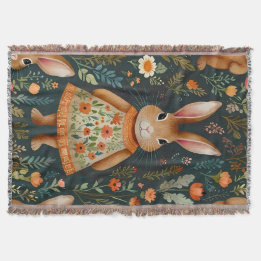 Springtime Bunny Magic  Throw Blanket