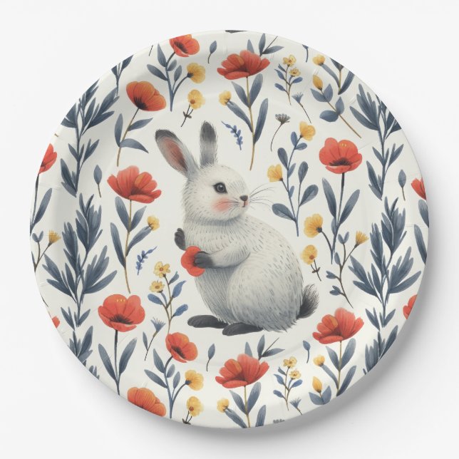 Springtime Bunny Paper Plate (Front)