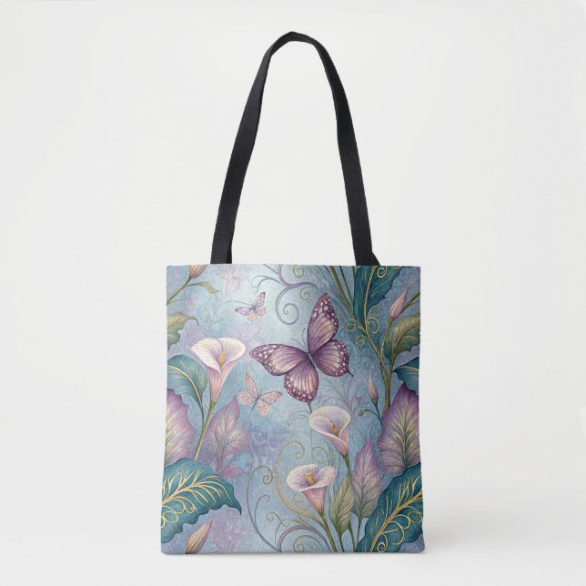 Springtime Calas and Butterflies Tote Bag (Front)