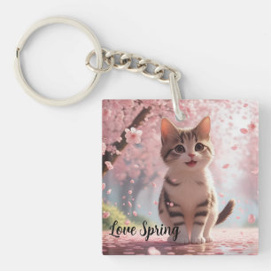 Springtime Cat Keychain