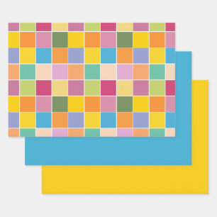 Springtime Checkers Wrapping Paper Sheet
