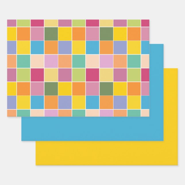 Springtime Checkers  Wrapping Paper Sheet (Set)