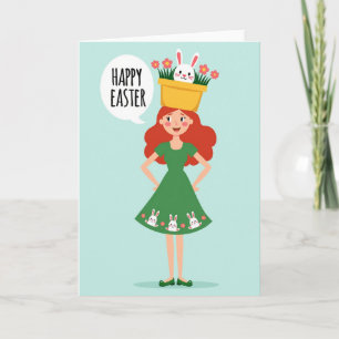 Springtime Cheer Woman Art Card