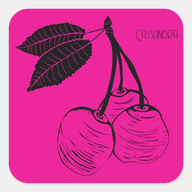 Springtime Cherry Tree  Woodcut Square Sticker (Front)