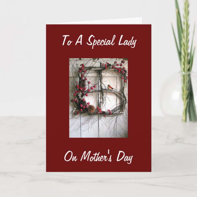 SPRINGTIME COUNTRY WREATH-MOTHER'S DAY TO ANYONE CARD (Front)