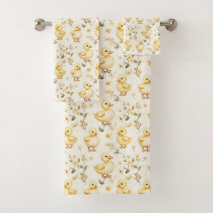 Springtime Ducklings Easter  Bath Towel Set