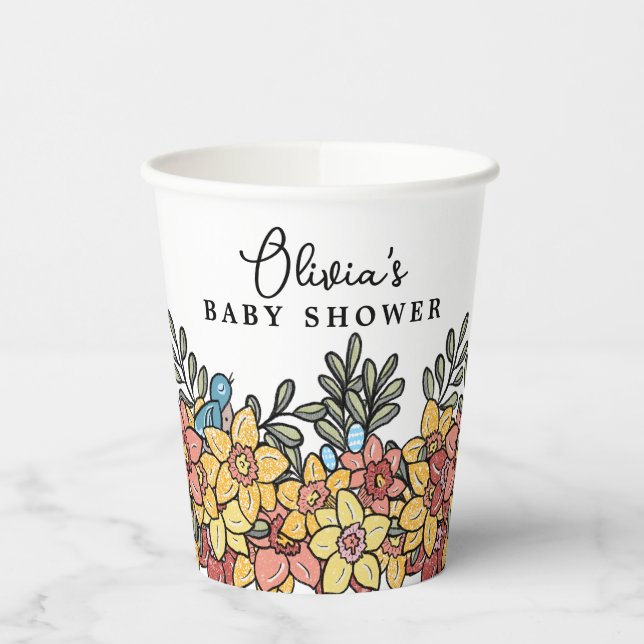 Springtime Easter Baby Shower Paper Cups (Left)